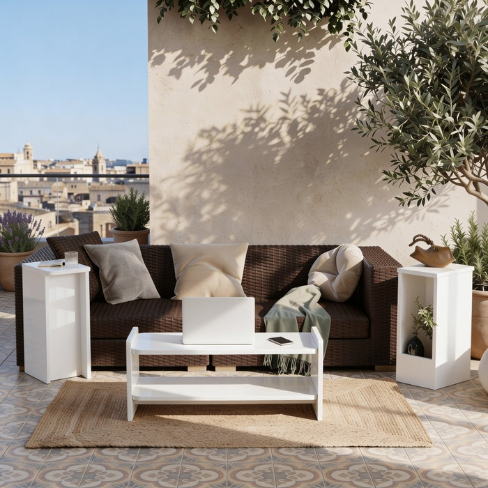 Hanah Home Amon - Juego de mesas de café y auxiliares Blanco Hanah Home Amon - Juego de mesas de café y auxiliares Blanco
